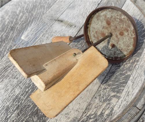 Dandy Deluxe Hand Crank Butter Churn, Vintage Glass Tabletop Wooden Paddle Dairy