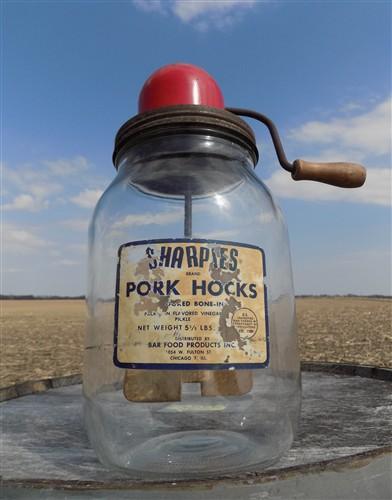 Dandy Deluxe Hand Crank Butter Churn, Vintage Glass Tabletop Wooden Paddle Dairy