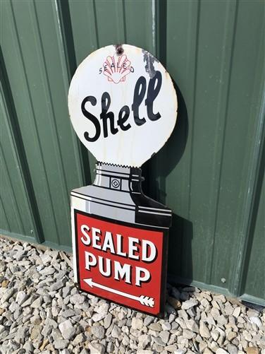 Sign - Shell Sealed Pump Sign, Shell Porcelain Metal Advertising, Gas Station Oil G by The Old Grainery (accent, advertisi...