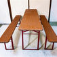 Vintage German Oktoberfest Beer Garden Table & Bench, Honey Brown Outdoor Set H3