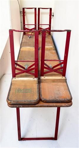 Vintage German Oktoberfest Beer Garden Table & Bench, Honey Brown Outdoor Set H3