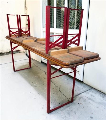 Vintage German Oktoberfest Beer Garden Table & Bench, Honey Brown Outdoor Set H3