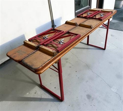 Vintage German Oktoberfest Beer Garden Table & Bench, Honey Brown Outdoor Set H3