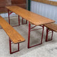 Vintage German Oktoberfest Beer Garden Table & Bench, Honey Brown Outdoor Set H4