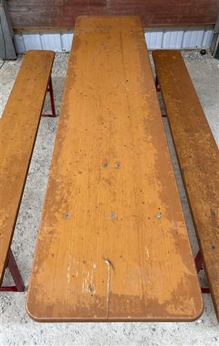 Vintage German Oktoberfest Beer Garden Table & Bench, Honey Brown Outdoor Set H4