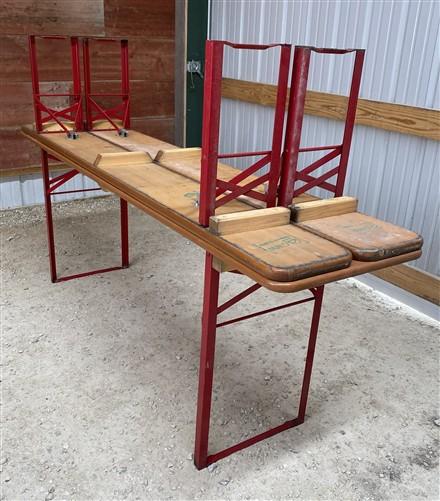 Vintage German Oktoberfest Beer Garden Table & Bench, Honey Brown Outdoor Set H4