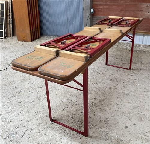Vintage German Oktoberfest Beer Garden Table & Bench, Honey Brown Outdoor Set H4