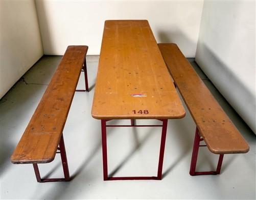 Table - Vintage German Oktoberfest Beer Garden Table & Bench, Honey Brown Outdoor Set H5 by The Old Grainery (beer garden...