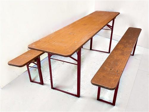 Table - Vintage German Oktoberfest Beer Garden Table & Bench, Honey Brown Outdoor Set H7 by The Old Grainery (beer garden...