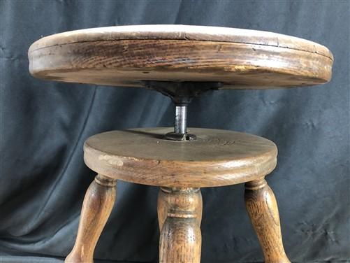 Swivel Wood Piano Organ Stool, Glass Claw Feet, Vintage Organ Bar Bench Old O