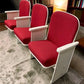 Theater Seats - 3 Theater Seats, Vintage Red Upholstered Tip-Up Cinema Auditorium Seating, A5 by The Old Grainery (auditor...