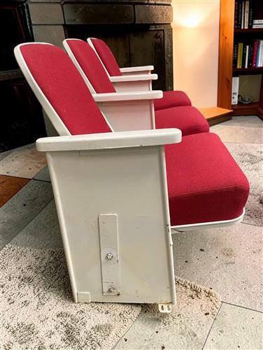 Theater Seats - 3 Theater Seats, Vintage Red Upholstered Tip-Up Cinema Auditorium Seating, A5 by The Old Grainery (auditor...