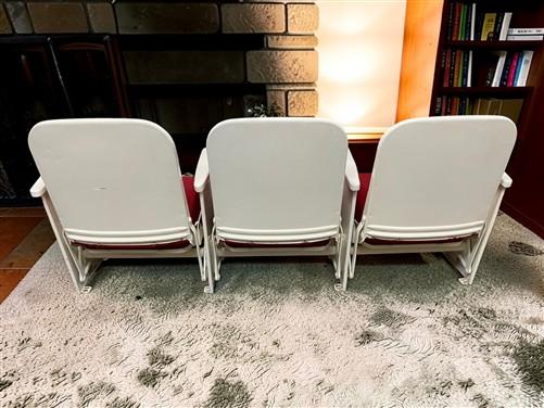 Theater Seats - 3 Theater Seats, Vintage Red Upholstered Tip-Up Cinema Auditorium Seating, A5 by The Old Grainery (auditor...