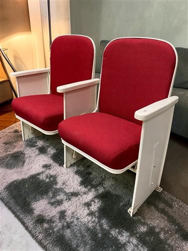 Theater Seats - 2 Theater Seats, Vintage Red Upholstered Tip-Up Cinema Auditorium Seating, A7 by The Old Grainery (auditor...
