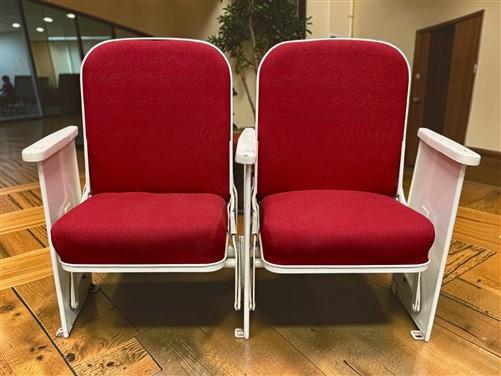 Theater Seats - 2 Theater Seats, Vintage Red Upholstered Tip-Up Cinema Auditorium Seating, A9 by The Old Grainery (auditor...