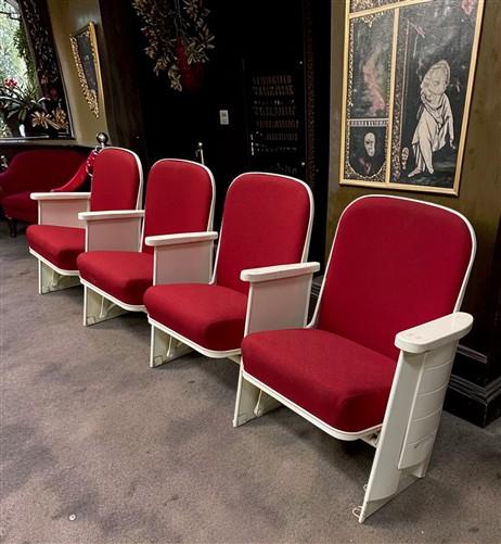 Theater Seats - 4 Theater Seats, Vintage Red Upholstered Tip-Up Cinema Auditorium Seating, A11 by The Old Grainery (audito...