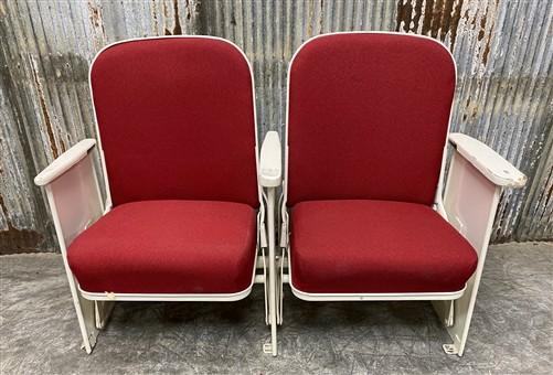 Theater Seats - 2 Theater Seats, Vintage Red Upholstered Tip-Up Cinema Auditorium Seating, A14 by The Old Grainery (audito...
