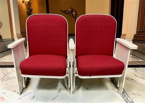 Theater Seats - 2 Theater Seats, Vintage Red Upholstered Tip-Up Cinema Auditorium Seating, A15 by The Old Grainery (audito...