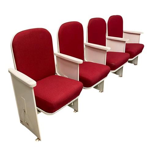 Theater Seats - 4 Theater Seats, Vintage Red Upholstered Tip-Up Cinema Auditorium Seating, A20 by The Old Grainery (audito...