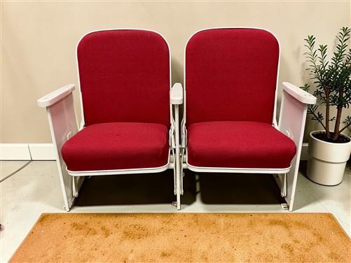 Theater Seats - 2 Theater Seats, Vintage Red Upholstered Tip-Up Cinema Auditorium Seating, A22 by The Old Grainery (audito...