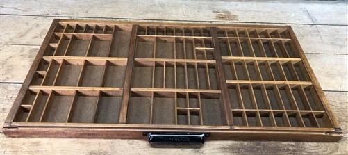 Printer Drawer Wood Block Typeset Tray, Letterpress Thimble Shell Display, A54