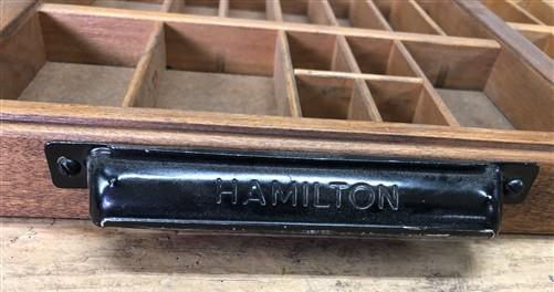 Printer Drawer Wood Block Typeset Tray, Letterpress Thimble Shell Display, A54