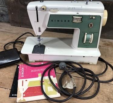 1970s Singer Sewing Machine Model 717 w/ Manual, Foot Pedal, Vintage Sewing