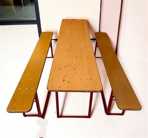 Table - Vintage German Oktoberfest Beer Garden Table & Bench, Honey Brown Outdoor Set H9 by The Old Grainery (beer garden...