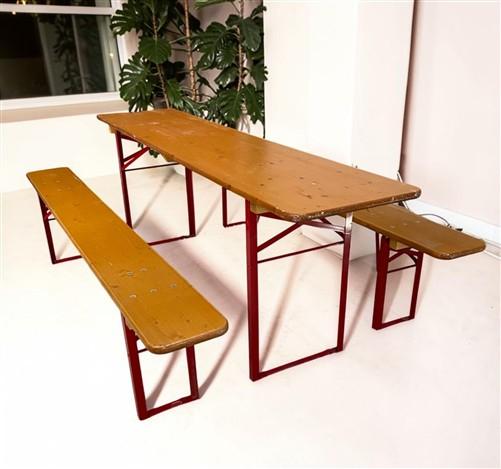 Table - Vintage German Oktoberfest Beer Garden Table & Bench, Honey Brown Outdoor Set H9 by The Old Grainery (beer garden...