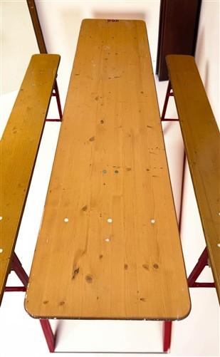 Table - Vintage German Oktoberfest Beer Garden Table & Bench, Honey Brown Outdoor Set H9 by The Old Grainery (beer garden...