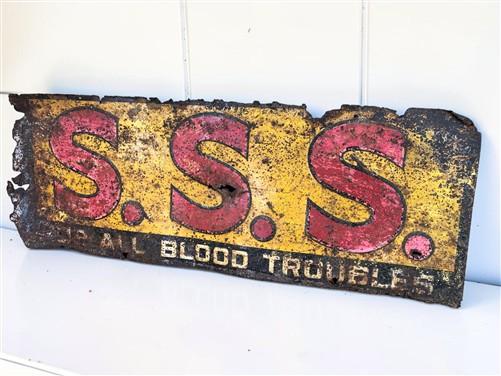 Sign - SSS Tonic for All Blood Troubles Sign, Vintage Metal Medical Advertising Sign by The Old Grainery (advertising, blo...