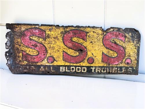 Sign - SSS Tonic for All Blood Troubles Sign, Vintage Metal Medical Advertising Sign by The Old Grainery (advertising, blo...