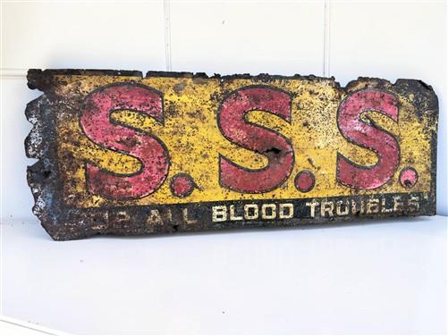 Sign - SSS Tonic for All Blood Troubles Sign, Vintage Metal Medical Advertising Sign by The Old Grainery (advertising, blo...