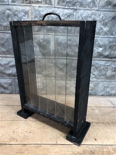 Showcase - Countertop Showcase, Divided Store Display, Vintage Wood Framed Plexi Case, G by The Old Grainery (black, count...