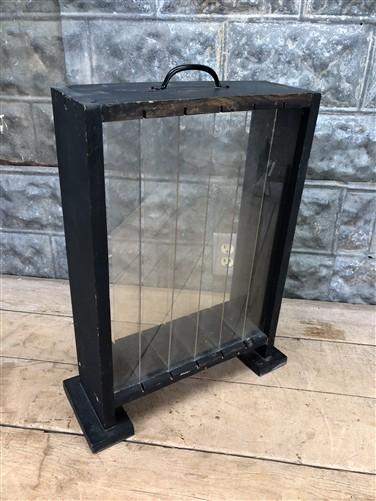Showcase - Countertop Showcase, Divided Store Display, Vintage Wood Framed Plexi Case, G by The Old Grainery (black, count...