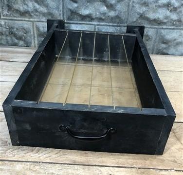 Showcase - Countertop Showcase, Divided Store Display, Vintage Wood Framed Plexi Case, G by The Old Grainery (black, count...