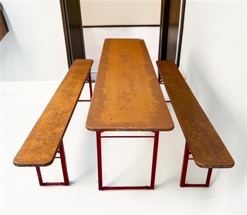Table - Vintage German Oktoberfest Beer Garden Table&Bench, Honey Brown Outdoor Set, H10 by The Old Grainery (beer garden...