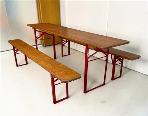 Table - Vintage German Oktoberfest Beer Garden Table&Bench, Honey Brown Outdoor Set, H10 by The Old Grainery (beer garden...