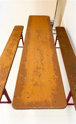 Table - Vintage German Oktoberfest Beer Garden Table&Bench, Honey Brown Outdoor Set, H10 by The Old Grainery (beer garden...