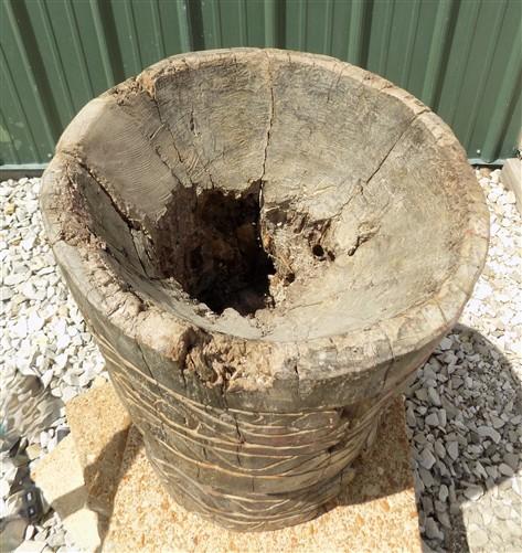 Rustic Carved Wood Planter, Wood Stump, Round Wooden Flower Pot, Natural Wood O
