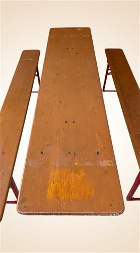 Table - Vintage German Oktoberfest Beer Garden Table&Bench, Honey Brown Outdoor Set, H11 by The Old Grainery (beer garden...