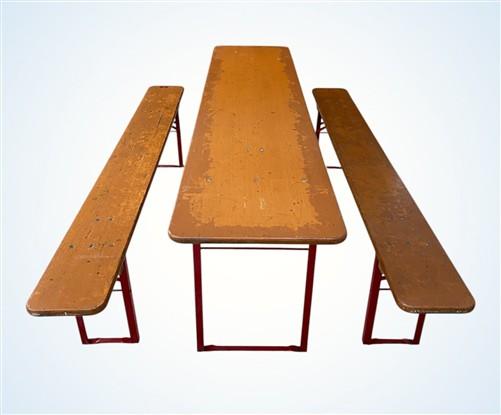 Table - Vintage German Oktoberfest Beer Garden Table&Bench, Honey Brown Outdoor Set, H12 by The Old Grainery (beer garden...
