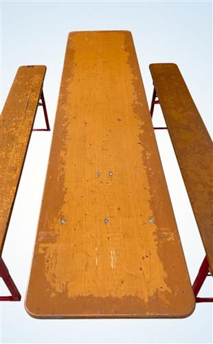 Table - Vintage German Oktoberfest Beer Garden Table&Bench, Honey Brown Outdoor Set, H12 by The Old Grainery (beer garden...