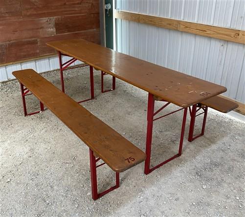 Table - Vintage German Oktoberfest Beer Garden Table&Bench, Honey Brown Outdoor Set, H13 by The Old Grainery (beer garden...