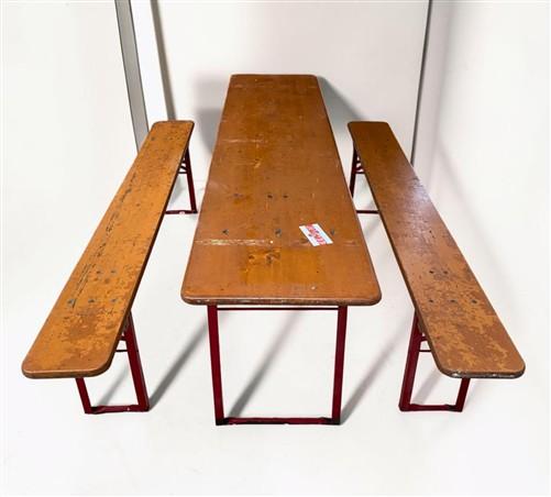 Table - Vintage German Oktoberfest Beer Garden Table&Bench, Honey Brown Outdoor Set, H14 by The Old Grainery (beer garden...