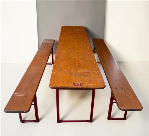 Table - Vintage German Oktoberfest Beer Garden Table&Bench, Honey Brown Outdoor Set, H15 by The Old Grainery (beer garden...