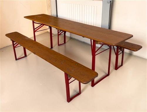 Table - Vintage German Oktoberfest Beer Garden Table&Bench, Honey Brown Outdoor Set, H17 by The Old Grainery (beer garden...