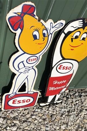Signs - Esso Oil Drop Boy & Girl Motor Oil Signs, Porcelain Metal Advertising, Oil A by The Old Grainery (advertising, adv...
