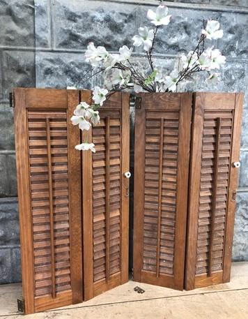 Shutters - Lot Wood Shutters Victorian Window Louver Plantation Door Mission Vintage B12M by The Old Grainery (Brown, Café...