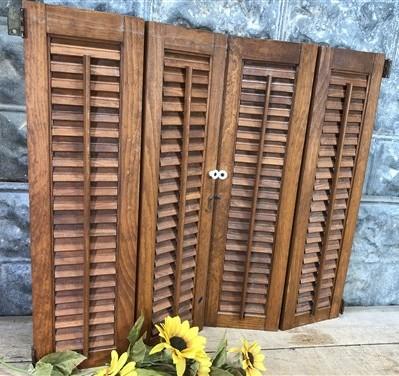 Shutters - Lot Wood Shutters Victorian Window Louver Plantation Door Mission Vintage B14M by The Old Grainery (art, crafts...
